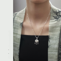 wholesale 999 Silver Chinese Style Fu Character Peace Lock Necklace, Light Luxury High-End Elegant Women's Necklace Y00679-Pure Silver 999 Necklace Pure Silver