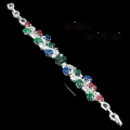 wholesale 925 Sterling Silver Gold Plated Bracelet with High Carbon Diamonds Blue Green Fruit Tapestry Fashion Exquisite Versatile Jewelry for Women-0-1