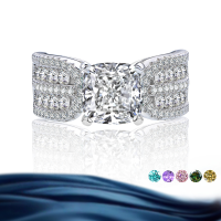 wholesale S925 Sterling Silver 25 Carat Square Pagoda Moissanite Ring Women's Silver Jewelry Accessories High-End Men's-Red (2.5 carats)  US 9