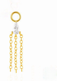 wholesale S925 Sterling Silver Rhinestone-encrusted Zircon-shaped Bead Charm Drop Earrings, Versatile Accessories For Women-Single gold #6&gt;925 silver