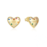 wholesale 925 Sterling Silver New Heart-shaped Colorful Zircon Enamel Drop Earrings,-Gold#1 925 Silver