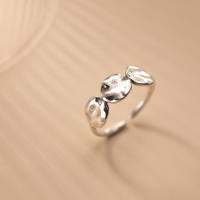 wholesale S925 silver Nalan oval brushed glossy ring for women, Korean minimalist style elegant jewelry J8796-S925 silver ring Adjustable opening