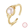 wholesale S925 Sterling Silver Cloud-Pull Jewelry Natural Freshwater Pearl Open Ring Rings, Simple and Versatile-0-4