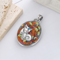 wholesale Sterling silver S990 Yun Chao Xuan vintage enamel filigree openwork carved double-sided resin nine-tailed fox ethnic style large pendant-0-1