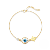 wholesale 925 Sterling Silver Hand Charm Evil Eye Blue Bead Creative Braceletins-Gold 925 silver