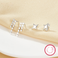 wholesale S925 Sterling Silver Star, Cloud, and Moon Combination Set Earrings, Small and Exquisite Minimalist Jewelry-0-1