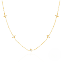 wholesale S925 Sterling Silver Four-point Star Zircon-set Alluring Sky Jewelry Set-Gold-Necklace 925 Silver