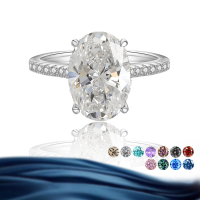 wholesale S925 Sterling Silver Cross-Border Wholesale 5-Carat Oval Dove Egg Moissanite Ring Silver Jewelry-White US 5