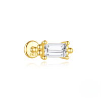 wholesale S925 Silver Metal With Zircon, Opal, And Pearl Flat Head Threadless Ear Cartilage Stud, Cross-border Hot Sale-Single gold #3