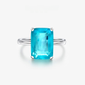 wholesale Metal material first, 7-carat emerald-cut ring 10*14 synthetic Paraiba simple women's ring factory direct supply by Shipei Jewelry-0-0