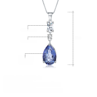 wholesale S925 Silver Luxury Jewelry Colored Gemstone Pendant, European and American Fashion Elegant Crystal Necklace Pendant-Iridescent Blue-Coated Crystal 925 Silver