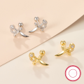 wholesale 925 Sterling Silver Cross-Border Hot-Selling Ins Style Diamond-Inlaid Dagger Ear Stud Screw Piercing Ear Cartilage Earrings for Men and Women-0-1