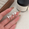 wholesale S925 Sterling Silver Textured Butterfly Ear Studs Women's Korean New Ins Trend Versatile High-end Earrings-0-1
