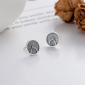 wholesale S925 silver antique oxidized Thai silver joyful round button-style trendy creative earrings ear cuffs-0-0