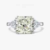 wholesale Metal material first: SP Jewelry White G Color 5ct High Carbon Diamond Ring Square Ice Flower Cut 10*10 Euro-American Light Luxury Ring for Women Size 5-9-Sea blue platinum claw 10*10; B10【R-0896】 8