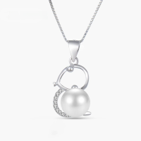 wholesale S925 Sterling Silver Small Snake Pearl Pendant for Women, Minimalist and Luxurious Hollow-Out Design Zodiac Pendant Wholesale-003137-[Pendant without chain] 925 silver