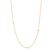 wholesale S925 Sterling Silver Zircon-studded Letter Women's Choker Necklace, Ins Minimalist 26-letter Design-Gold T 925 silver