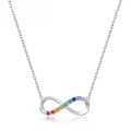 wholesale S925 Sterling Silver Summer New Fashion Minimalist Infinity Symbol Eight-Character Pendant Choker Necklace Rainbow Cross-Border Hot Item-0-0