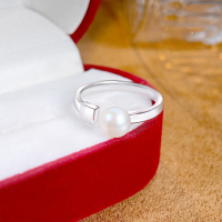 wholesale S925 Sterling Silver Freshwater Pearl Lucky Square Plate Ring for Women, Minimalist Niche Design with a Luxurious High-End Feel Index Finger Ring-Lucky Square Pearl Ring/approx. 2.04g JZ014294