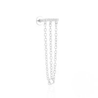 wholesale S925 Sterling Silver Tassel Flexible Marquise Zircon Ear Piercing-Single platinum #4