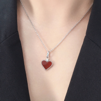 wholesale 925 Sterling Silver, Xiaohongshu Same Style New Chinese Necklace for Women, Versatile High-End Accessory Choker with Heart Pendant Wholesale-Small Red Heart Necklace 925 Silver