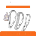 wholesale S925 Silver Set of Three Drop-Shaped Moissanite Stackable Ring Set, Hot Sale in Live Streaming, Wholesale-0-0