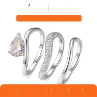 wholesale S925 Silver Set of Three Drop-Shaped Moissanite Stackable Ring Set, Hot Sale in Live Streaming, Wholesale-Gold 1.5 carat (with certificate) >8 US