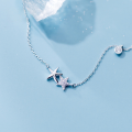 wholesale S925 Sterling Silver Star Necklace Women Korean Style Small Fresh Inlaid Diamond Five-Pointed Star Short Pendant Collarbone Chain D4854-0-0