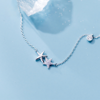 wholesale S925 Sterling Silver Star Necklace Women Korean Style Small Fresh Inlaid Diamond Five-Pointed Star Short Pendant Collarbone Chain D4854-S925 silver necklace silver model 925 silver