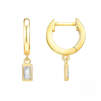 wholesale S925 Sterling Silver Geometric Octagonal Star Pearl And Zircon Accent Lock Drop Earrings-Gold#3 925 Silver