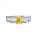 wholesale 925 Silver New Jewelry High Carbon Diamond Fancy Yellow Diamond 5*7mm Radiant Cut European and American Popular Ring-0-0