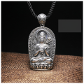 wholesale 990 Sterling Silver Guardian Pendant Pure Silver Jewelry Unisex Birth Year Buddha Couple Necklace Wholesale Buddha Pendant-0-7