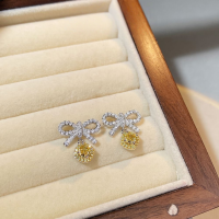 wholesale S925 Sterling Silver Earrings for Women, Ins Style, Minimalist, Korean, Easy to Match, Very Girly Yellow Diamond Ear Jewelry Wholesale-Yellow Diamond-ED074 925 Silver