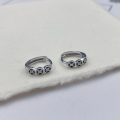 wholesale S925 Sterling Silver Maker Three Emperor Coins Resin Plain Silver Ear Clasps, Fashionable Minimalist Chinese Style Versatile Earrings Hoops-0-2