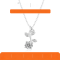 wholesale S925 silver natural leaf branch style necklace for women with round main stone pendant, cross-border e-commerce bestseller-0-0