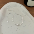 wholesale S925 Sterling Silver Round Bead Snake Chain Bracelet for Women, Simple and Sweet Silver Bead Korean Style Ins Niche Accessory with a Sense of Elegance-0-4