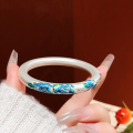 wholesale Sterling Silver Enamel Cloisonné Bracelet for Women, Classical Neo-Chinese Style National Trend Closed Mouth Bangle, Handmade Filigree Enamel Silver Bracelet-0-4
