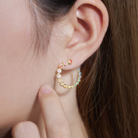 wholesale S925 Sterling Silver Autumn Winter Small Luxury Style Earrings, Fashionable Round and Square Face Ear Accessories, Minimalist Design High-End Sense Matching Jewelry Wholesale-Gold 925 silver