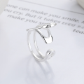 wholesale S925 Sterling Silver Creative Minimalist Hollow-out Safety Pin Design Ring, Ins Fashion Versatile Open Adjustable Index Finger Ring-0-2