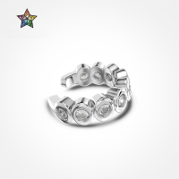 wholesale S925 Sterling Silver Light Luxury Ins Style Ear Clips for Women, Circular Row Diamond Design, Minimalist Geometric Earrings with a Sense of Advanced Fashion-Gold DY1E0005-SG-WH 925 silver