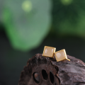 wholesale 925 silver gold-plated Chinese-style jade earrings with certificate, simple lace square earrings, inlaid with Hetian jade ear studs-0-1