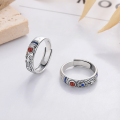 wholesale S925 Sterling Silver Retro Chinese Palace Style Enamel Dripping Resin Agate-Accented Heart Sutra Thumb Ring-0-1