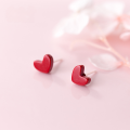wholesale S925 silver Nalan heart earrings for women, Japanese-style minimalist small red heart, sweet autumn and winter ear accessories G0352-0-0