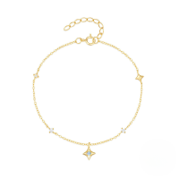 wholesale S925 Sterling Silver Four-pointed Star Inlaid Opal And Zircon Stacking Bracelet For Women, A Niche Design-Gold 925 silver