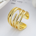 wholesale S925 sterling silver Korean-style luxury multi-layer line open ring exaggerated hip-hop punk ring for women-0-2