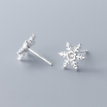 wholesale S925 Sterling Silver Winter Snowflake Earrings for Women, Elegant and Fresh Sweet Christmas Snowflake Diamond-Studded Earrings G1931-0-3