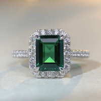 wholesale S925 Sterling Silver 3-Carat Emerald Cut High-Carbon Diamond New European and American Cross-Border Hit Ring-Emerald-CBJZ233 7