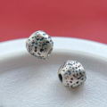 wholesale 999 Silver Eight-Lobed Bead Spacer Meteorite Surface Irregular Antiqued Loose Beads for DIY Bracelet Stringing-0-7