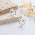 wholesale S925 Sterling Silver Double-sided Hollow-out Square Ear Clasps, Simple and Stylish, Versatile for Commuting, Exquisite and Elegant Earrings for Women-0-2