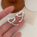 wholesale S925 Sterling Silver Small Love Earrings for Women, Trendy Korean-style Hollow Heart Studs-0-2